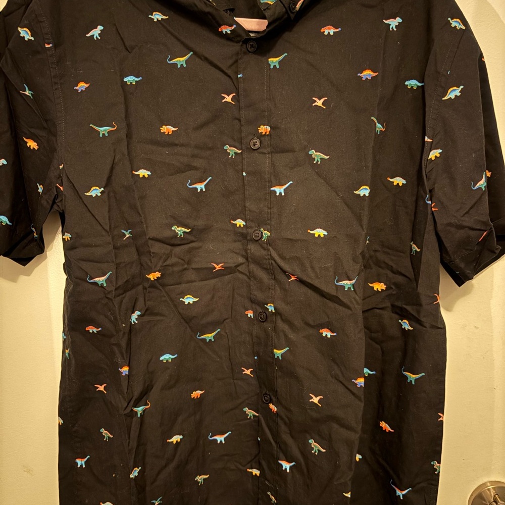 Dinosaur Print Button-Up Shirt